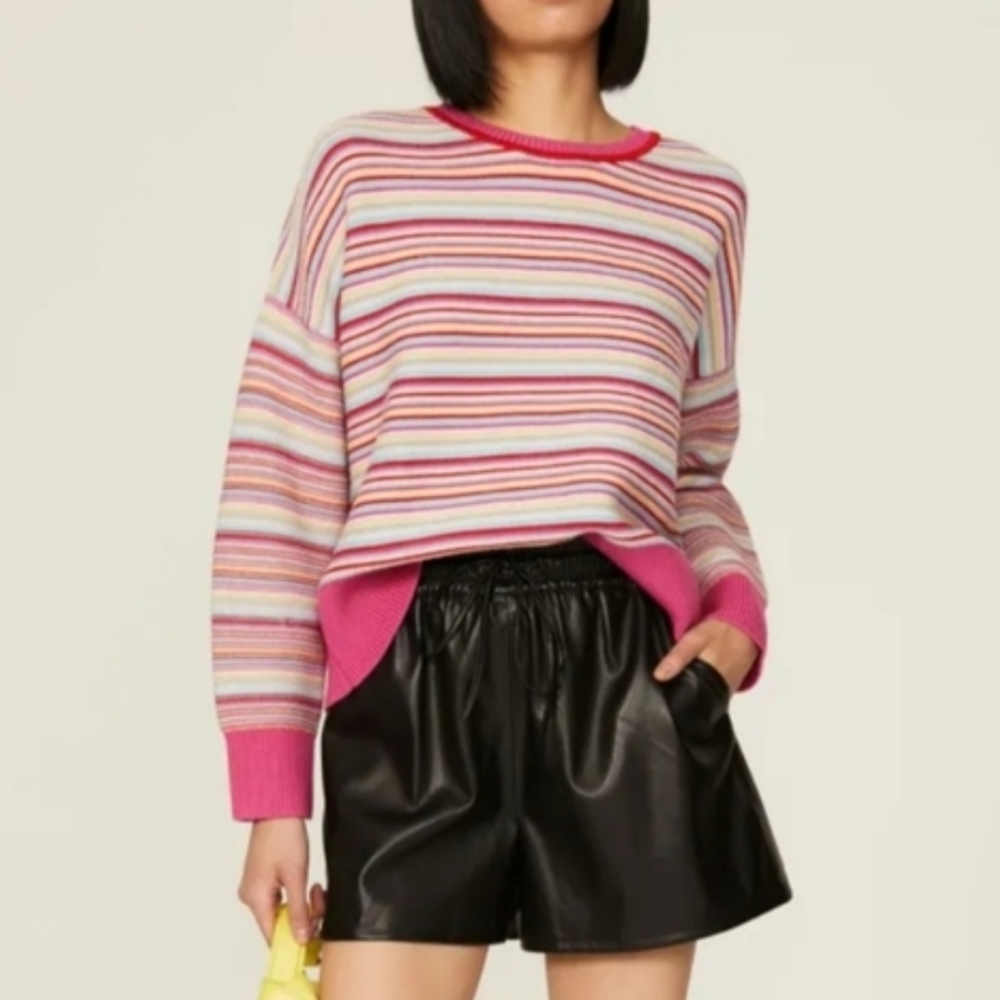 The Kooples Colorful Striped Crew Long Sleeve Sweater